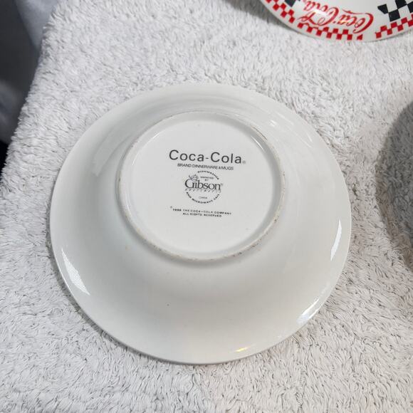 Coca-Cola Gibson Set of Four (4) 8" Bowls 1996 Retro 50's Racing Red White Black - Picture 11 of 14